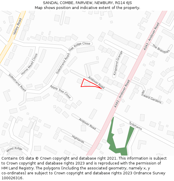 SANDAL COMBE, FAIRVIEW, NEWBURY, RG14 6JS: Location map and indicative extent of plot