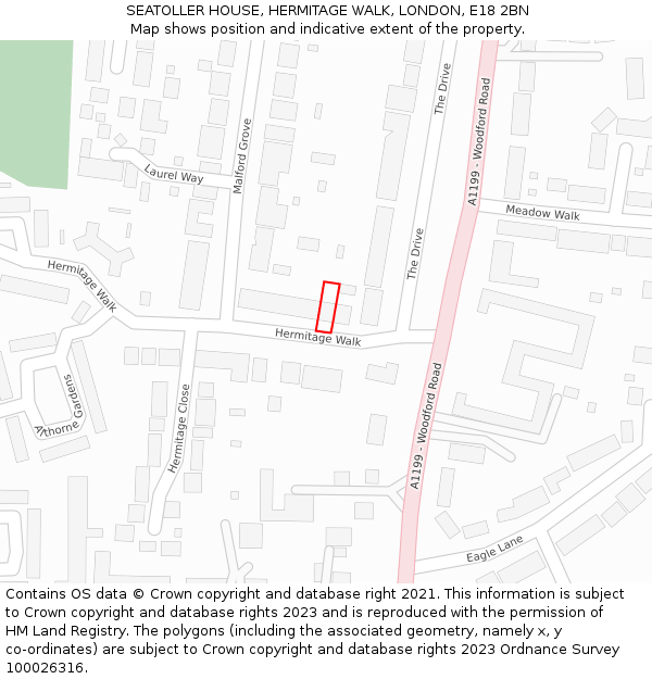 SEATOLLER HOUSE, HERMITAGE WALK, LONDON, E18 2BN: Location map and indicative extent of plot