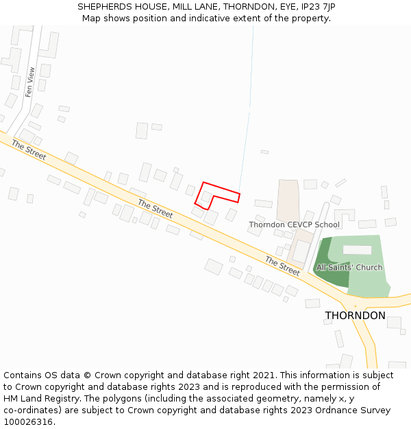 SHEPHERDS HOUSE, MILL LANE, THORNDON, EYE, IP23 7JP: Location map and indicative extent of plot