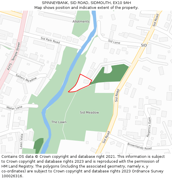 SPINNEYBANK, SID ROAD, SIDMOUTH, EX10 9AH: Location map and indicative extent of plot