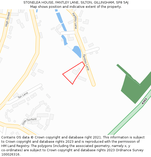 STONELEA HOUSE, FANTLEY LANE, SILTON, GILLINGHAM, SP8 5AJ: Location map and indicative extent of plot