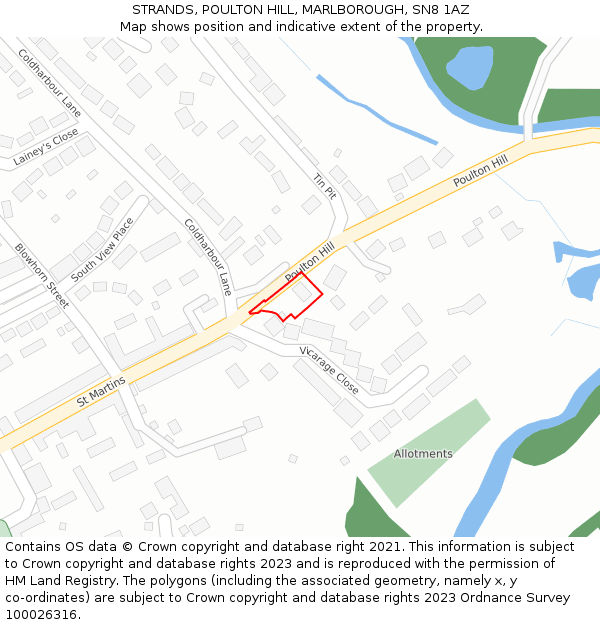 STRANDS, POULTON HILL, MARLBOROUGH, SN8 1AZ: Location map and indicative extent of plot