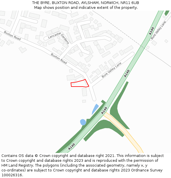 THE BYRE, BUXTON ROAD, AYLSHAM, NORWICH, NR11 6UB: Location map and indicative extent of plot