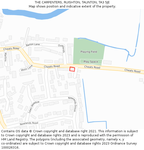 THE CARPENTERS, RUISHTON, TAUNTON, TA3 5JE: Location map and indicative extent of plot