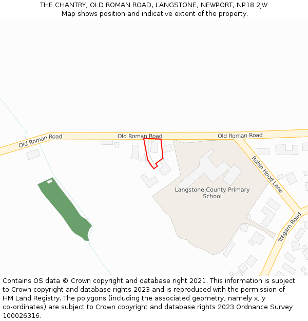 THE CHANTRY, OLD ROMAN ROAD, LANGSTONE, NEWPORT, NP18 2JW: Location map and indicative extent of plot