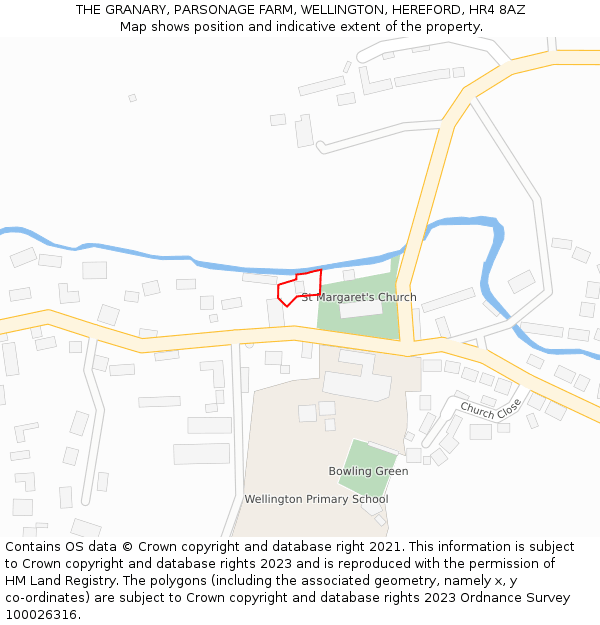 THE GRANARY, PARSONAGE FARM, WELLINGTON, HEREFORD, HR4 8AZ: Location map and indicative extent of plot