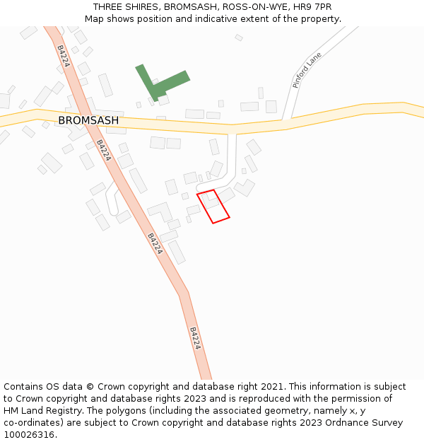 THREE SHIRES, BROMSASH, ROSS-ON-WYE, HR9 7PR: Location map and indicative extent of plot