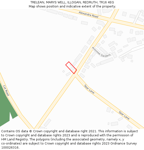 TRELEAN, MARYS WELL, ILLOGAN, REDRUTH, TR16 4EG: Location map and indicative extent of plot