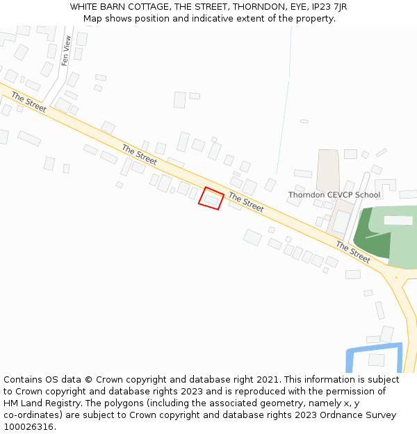 WHITE BARN COTTAGE, THE STREET, THORNDON, EYE, IP23 7JR: Location map and indicative extent of plot