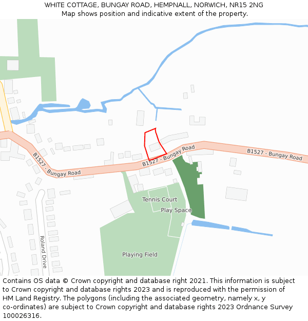 WHITE COTTAGE, BUNGAY ROAD, HEMPNALL, NORWICH, NR15 2NG: Location map and indicative extent of plot