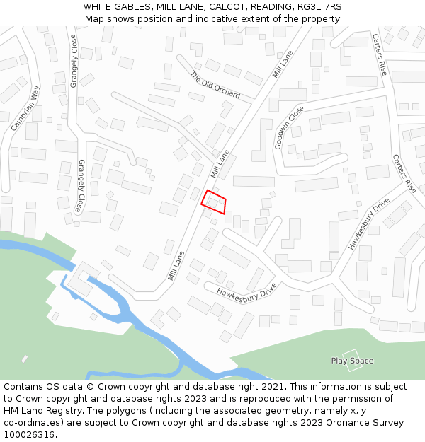 WHITE GABLES, MILL LANE, CALCOT, READING, RG31 7RS: Location map and indicative extent of plot