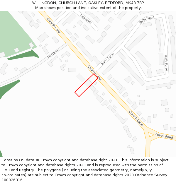 WILLINGDON, CHURCH LANE, OAKLEY, BEDFORD, MK43 7RP: Location map and indicative extent of plot