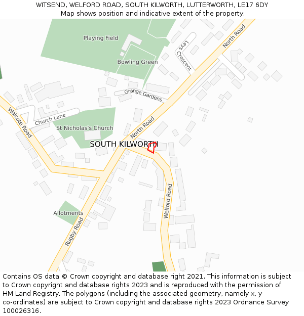 WITSEND, WELFORD ROAD, SOUTH KILWORTH, LUTTERWORTH, LE17 6DY: Location map and indicative extent of plot