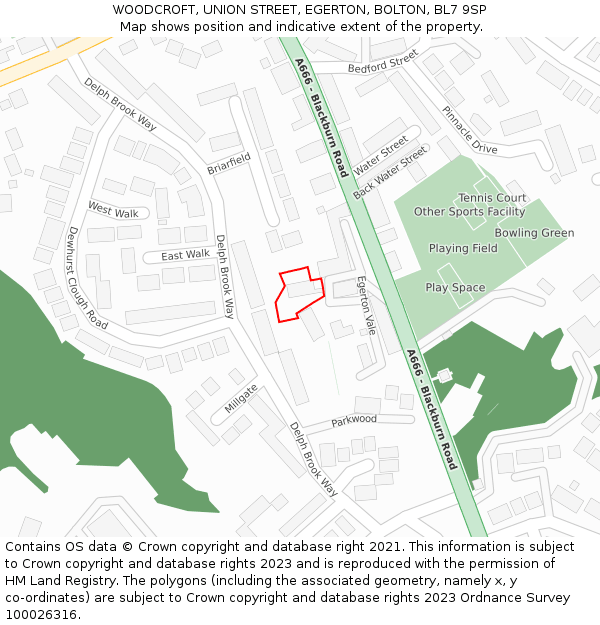 WOODCROFT, UNION STREET, EGERTON, BOLTON, BL7 9SP: Location map and indicative extent of plot