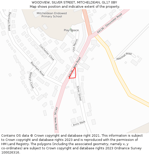 WOODVIEW, SILVER STREET, MITCHELDEAN, GL17 0BY: Location map and indicative extent of plot