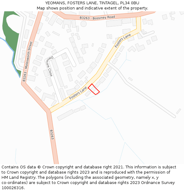 YEOMANS, FOSTERS LANE, TINTAGEL, PL34 0BU: Location map and indicative extent of plot