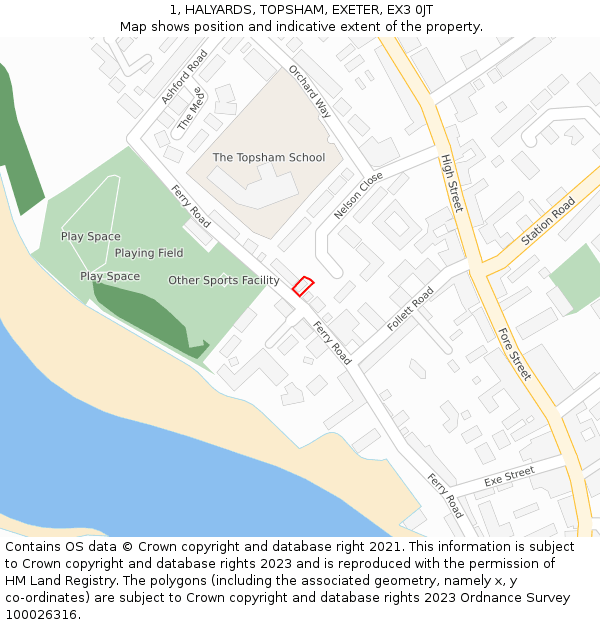 1, HALYARDS, TOPSHAM, EXETER, EX3 0JT: Location map and indicative extent of plot