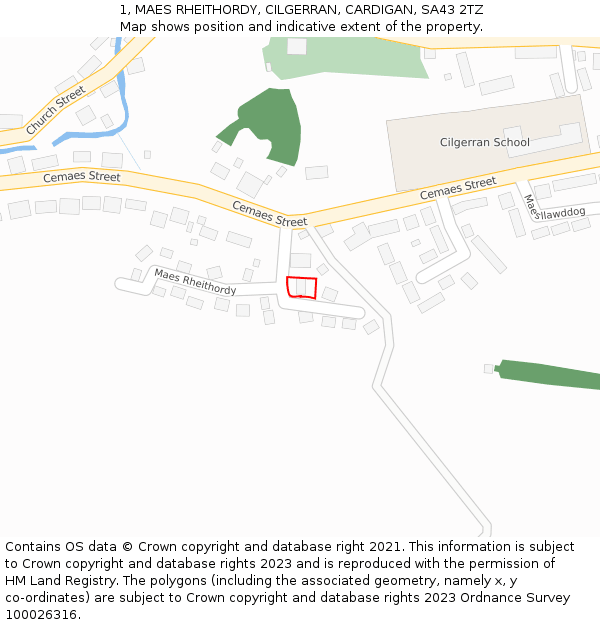 1, MAES RHEITHORDY, CILGERRAN, CARDIGAN, SA43 2TZ: Location map and indicative extent of plot