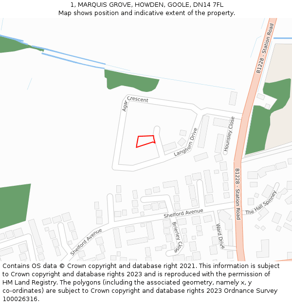 1, MARQUIS GROVE, HOWDEN, GOOLE, DN14 7FL: Location map and indicative extent of plot