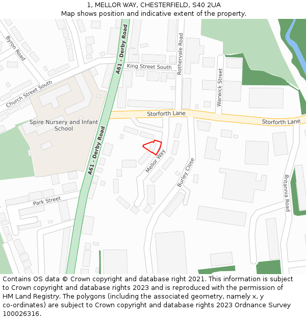 1, MELLOR WAY, CHESTERFIELD, S40 2UA: Location map and indicative extent of plot