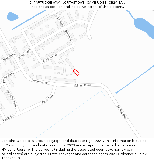 1, PARTRIDGE WAY, NORTHSTOWE, CAMBRIDGE, CB24 1AN: Location map and indicative extent of plot