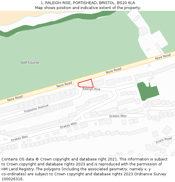 1, RALEIGH RISE, PORTISHEAD, BRISTOL, BS20 6LA: Location map and indicative extent of plot