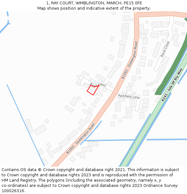 1, RAY COURT, WIMBLINGTON, MARCH, PE15 0FE: Location map and indicative extent of plot