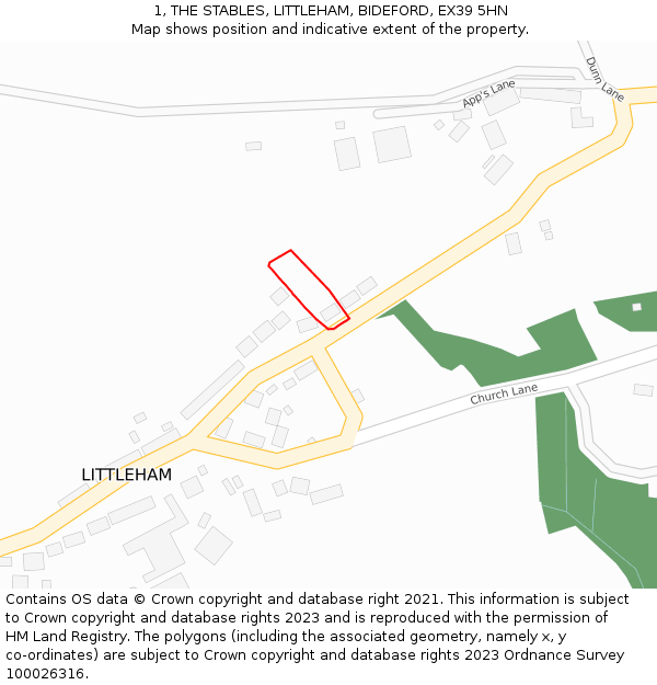 1, THE STABLES, LITTLEHAM, BIDEFORD, EX39 5HN: Location map and indicative extent of plot