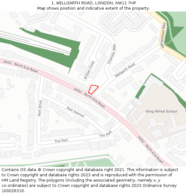 1, WELLGARTH ROAD, LONDON, NW11 7HP: Location map and indicative extent of plot