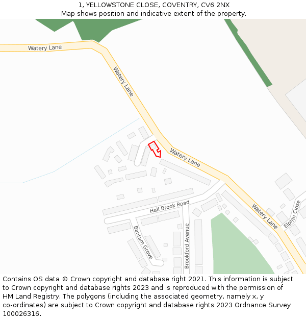 1, YELLOWSTONE CLOSE, COVENTRY, CV6 2NX: Location map and indicative extent of plot