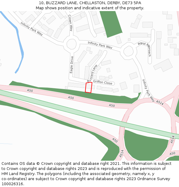 10, BUZZARD LANE, CHELLASTON, DERBY, DE73 5PA: Location map and indicative extent of plot