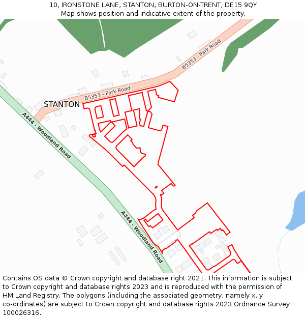 10, IRONSTONE LANE, STANTON, BURTON-ON-TRENT, DE15 9QY: Location map and indicative extent of plot