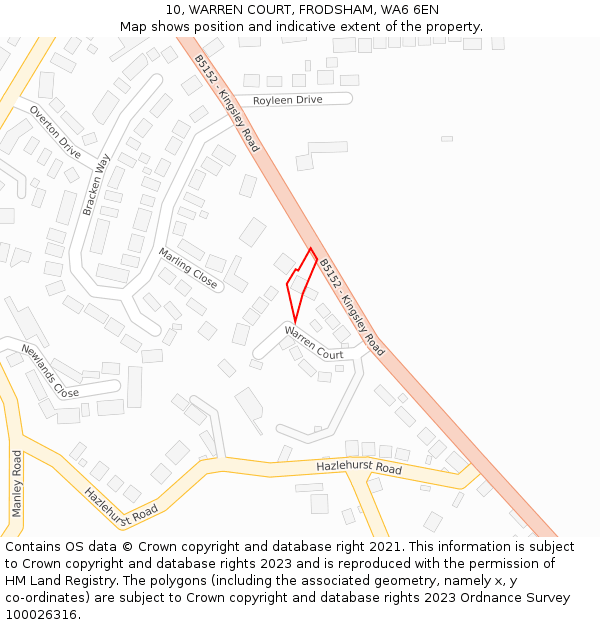 10, WARREN COURT, FRODSHAM, WA6 6EN: Location map and indicative extent of plot