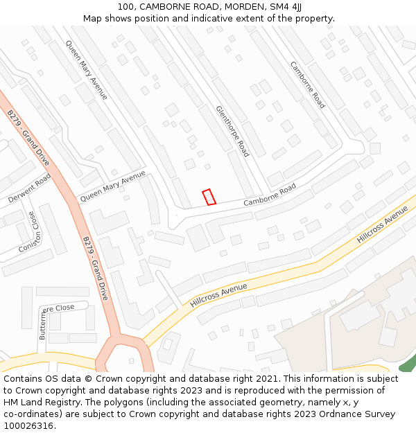 100, CAMBORNE ROAD, MORDEN, SM4 4JJ: Location map and indicative extent of plot