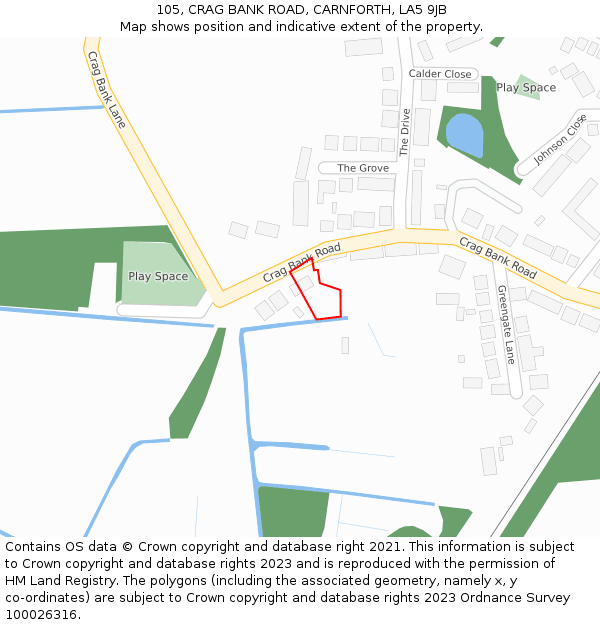 105, CRAG BANK ROAD, CARNFORTH, LA5 9JB: Location map and indicative extent of plot