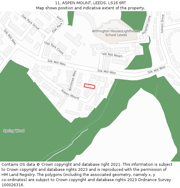 11, ASPEN MOUNT, LEEDS, LS16 6RT: Location map and indicative extent of plot