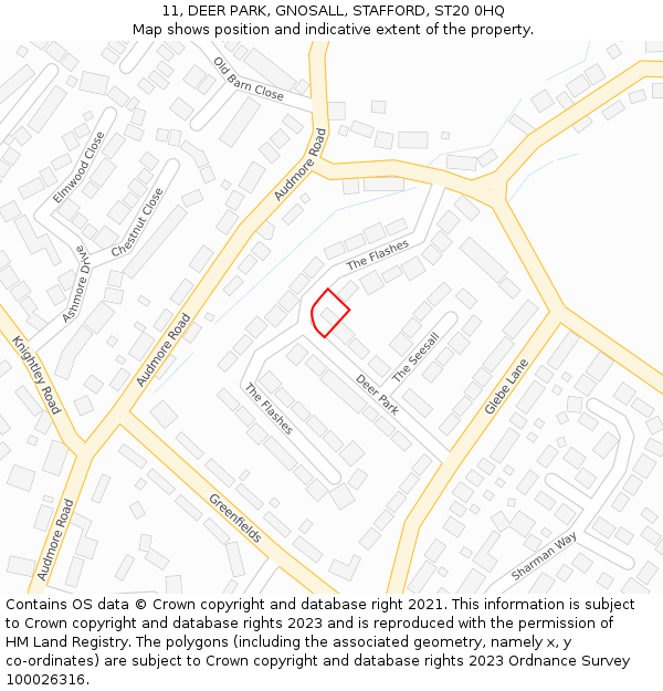 11, DEER PARK, GNOSALL, STAFFORD, ST20 0HQ: Location map and indicative extent of plot