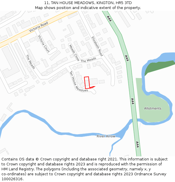 11, TAN HOUSE MEADOWS, KINGTON, HR5 3TD: Location map and indicative extent of plot