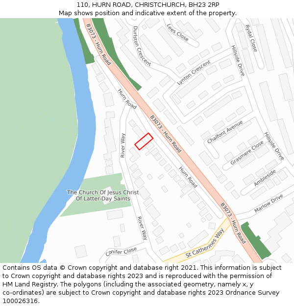 110, HURN ROAD, CHRISTCHURCH, BH23 2RP: Location map and indicative extent of plot