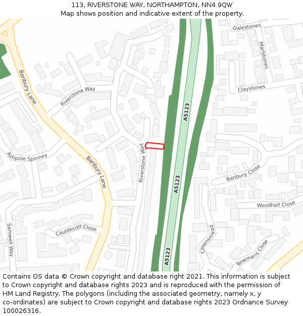 113, RIVERSTONE WAY, NORTHAMPTON, NN4 9QW: Location map and indicative extent of plot