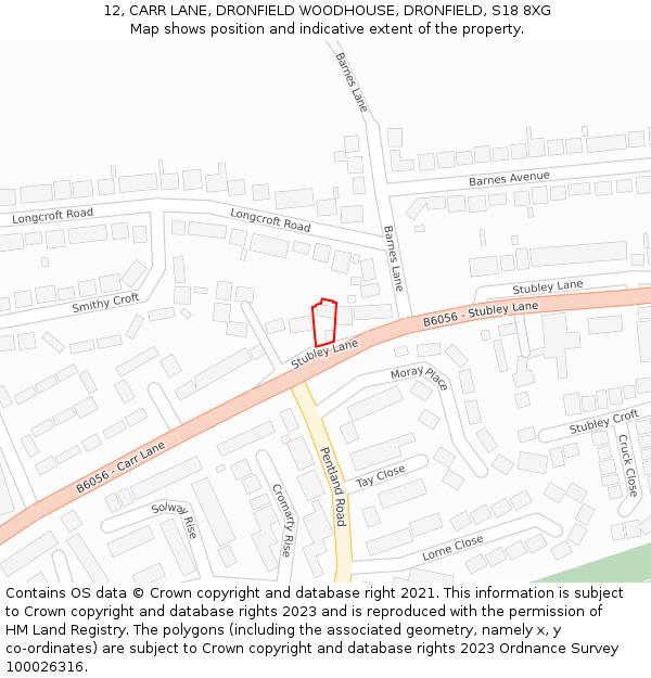 12, CARR LANE, DRONFIELD WOODHOUSE, DRONFIELD, S18 8XG: Location map and indicative extent of plot