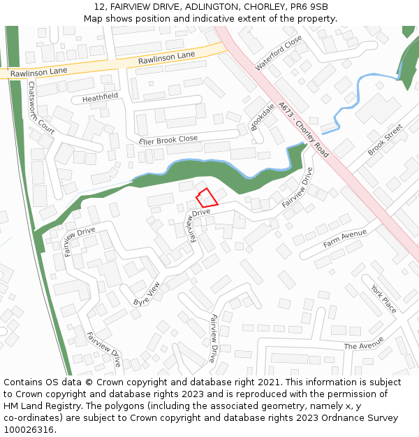 12, FAIRVIEW DRIVE, ADLINGTON, CHORLEY, PR6 9SB: Location map and indicative extent of plot