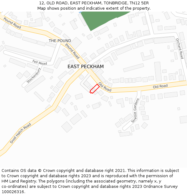 12, OLD ROAD, EAST PECKHAM, TONBRIDGE, TN12 5ER: Location map and indicative extent of plot