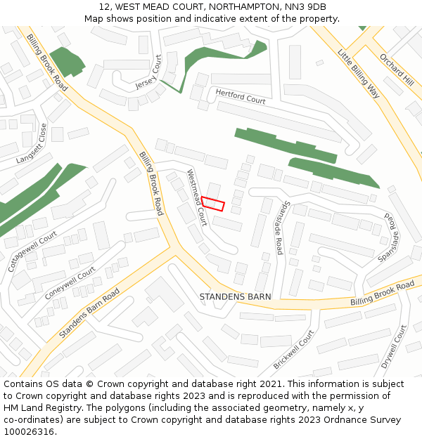 12, WEST MEAD COURT, NORTHAMPTON, NN3 9DB: Location map and indicative extent of plot