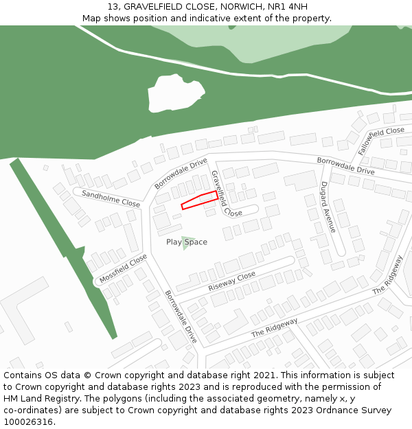 13, GRAVELFIELD CLOSE, NORWICH, NR1 4NH: Location map and indicative extent of plot