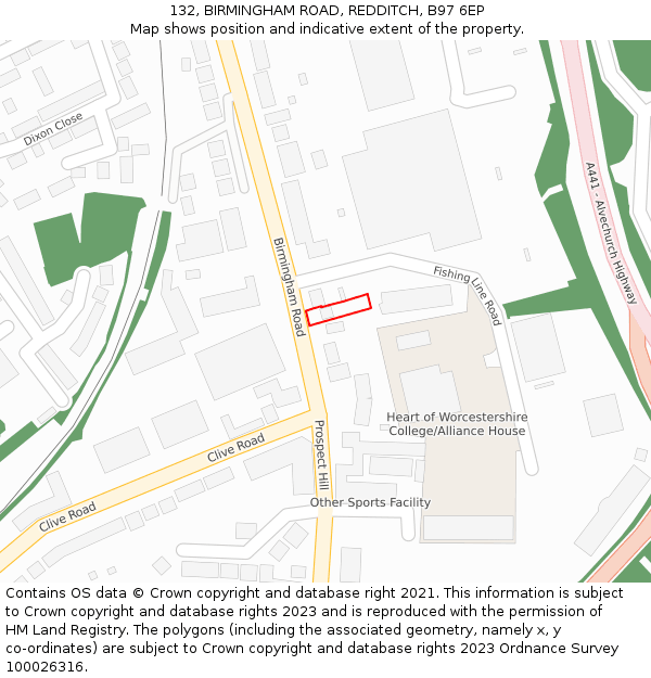 132, BIRMINGHAM ROAD, REDDITCH, B97 6EP: Location map and indicative extent of plot