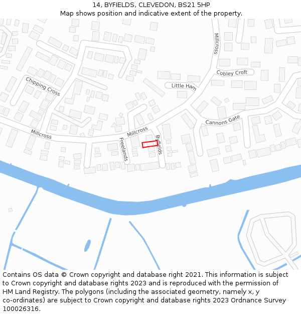 14, BYFIELDS, CLEVEDON, BS21 5HP: Location map and indicative extent of plot