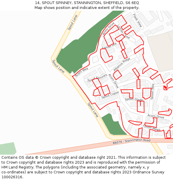 14, SPOUT SPINNEY, STANNINGTON, SHEFFIELD, S6 6EQ: Location map and indicative extent of plot