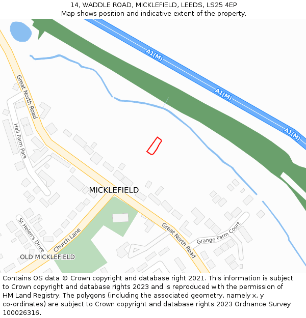 14, WADDLE ROAD, MICKLEFIELD, LEEDS, LS25 4EP: Location map and indicative extent of plot