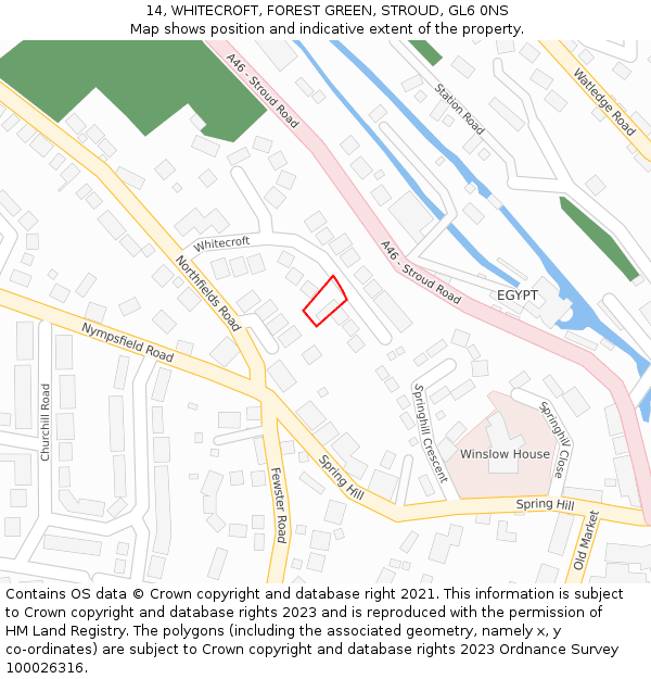 14, WHITECROFT, FOREST GREEN, STROUD, GL6 0NS: Location map and indicative extent of plot